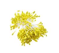 HAHIYO 700 pezzi 3 mm oro giallo perla doppia testa fiore stame pistillo fiore artificiale fatto a mano pistillo para flore perlato stame floreale stame fiore polline stame per fiori decorazione