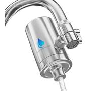 HAHN Technology® Filtro acqua per rubinetto - Cassa in acciaio inox con cartuccia filtro a carbone attivo Plus | Per acqua potabile pulita | Rimuove cloro, microplastica e sostanze nocive