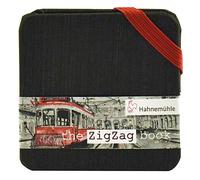 Hahnemühle Mini Zig-Zag Book - Taccuino per schizzi ad acquerello, 5 x 5 cm, bianco naturale, con elastico rosso