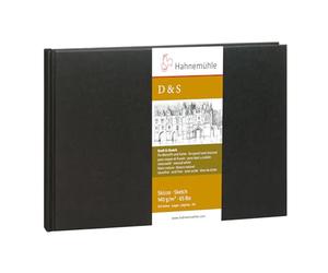 Hahnemuhle Sketch Book D&S, 140gsm Book, Black with stitched binding, A6 Landscape