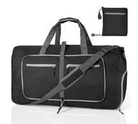 Hahorpa Borsone da Viaggio Grande 85L, Borsone Palestra Impermeabile per Uomo e Donna, Borsa da Viaggio Pieghevole con Scomparto per Scarpe e Tracolla per Viaggio, Campeggio e Sport, Nero