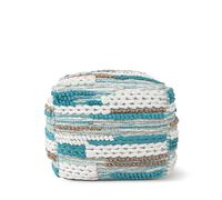 HAHPERS Pouf Juta Cotone Carla. Poggiapiedi, Sgabello basso, pouf design esclusivo con imbottitura inclusa