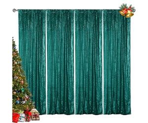 Hahuho Hunter - Tenda per sfondo con paillettes, 4 tende da sfondo da 20 x 20 m, con paillettes glitterate per la fotografia, sfondo per Natale, matrimonio, decorazione per feste