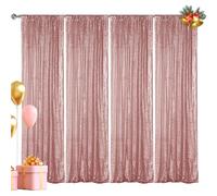 Hahuho - Tenda per sfondo con paillettes color oro rosa, 4 tende da sfondo da 5,5 x 2,5 m, per feste, con paillettes glitterate per fotografia, sfondo per Natale, matrimonio, decorazione per feste