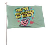 "HAI APERTO IL MIO CUORE" 2x3 piedi, resistente striscione decorativo per esterni, bandiere di benvenuto per patio, bandiere primaverili per cortile