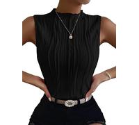 Haibang Canotta Donna Elegante Estive Tank Top Senza Maniche Scollo a Mezza Altezza Canottiera Sexy Slim Fit Sottogiacca Testurizzato Camicette Base Camicia Moda T-Shirt Casual Business Magliette