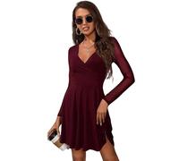 Haibang Vestito Donna Elegante Maniche Lunghe Sexy Mini Abito da Sera Aderente Abiti da Cerimonia con Scollo a V Trasparente Vestiti in Rete Casual Bodycon Dress per Cocktail Party Discoteca Festa