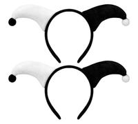 HAICN 2 cerchietti da giullare neri e bianchi, per Halloween, clown, cosplay, cappello da clown, cerchietto per capelli, accessorio per Halloween, carnevale, cosplay, travestimento