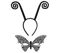 HAICN 2 fasce per antenna a farfalla con maschera in pizzo nero per Halloween e cosplay, set di accessori per capelli da donna, accessori per capelli per feste in maschera.
