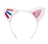 HAICN Cerchietto con orecchie di gatto in peluche bianco con orecchie da gatto, accessorio per Halloween, cosplay, costume per trucco, doccia, feste