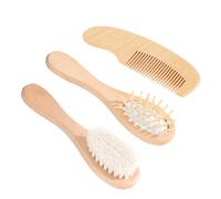 HAICN Set di 3 spazzole per capelli e pettini per bambini, in legno naturale, morbide setole di capra, prodotto perfetto per la cura del cuoio capelluto per capelli delicati