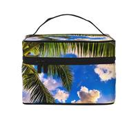 HAICOM Beauty case organizer, grande borsa da viaggio con stampa artistica Happy Thanksgiving Art con cerniera per donne e truccatori, borsa quadrata portatile, Bella alba oceano., Taglia unica