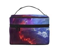 HAICOM Beauty case organizer, grande borsa da viaggio stampata con cerniera per donne e truccatori, borsa quadrata portatile, 3d Pianeta Spazio Stelle, Taglia unica