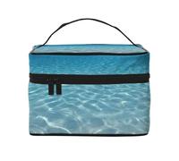 HAICOM Beauty case organizer, grande strada autostradale nel deserto stampato paesaggio borsa cosmetica da viaggio con cerniera per donne e truccatori borsa quadrata portatile, Acqua tranquilla,