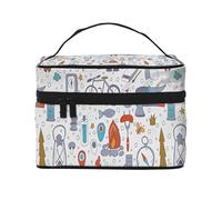 HAICOM Beauty case organizer, grande strada autostradale nel deserto stampato paesaggio borsa cosmetica da viaggio con cerniera per donne e truccatori borsa quadrata portatile, Il modello delle