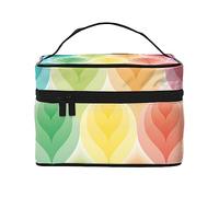 HAICOM Beauty case organizer, grande strada autostradale nel deserto stampato paesaggio borsa cosmetica da viaggio con cerniera per donne e truccatori borsa quadrata portatile, Foglia sfumata di