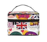 HAICOM Beauty case organizer, grandi infradito calligrafia, scarpe da spiaggia stampate, borsa da viaggio con cerniera, per donne e truccatori, borsa quadrata portatile, Giornale Scuola in Italiano,