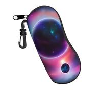 HAICOM Custodia per occhiali da sole stampata con faro unisex, custodia in morbido neoprene con cerniera, con gancio, guscio protettivo per occhiali da sole, Corpo celeste colorato, Taglia unica,
