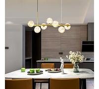 HaicoM - Lampadario moderno a forma di globo in vetro, per isola cucina, a LED, per sala da pranzo e soggiorno, con 7 luci a sospensione