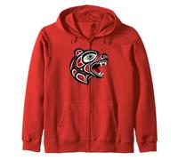 Haida - Orsetto Indigeno del Pacifico Nord-Occidentale, Design Tribale Felpa con Cappuccio