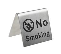 Haidong Cartello da tavolo in acciaio inox con scritta "No Smoking No Smoking Table Tent Sign Sign Double Side" in acciaio inox per non fumare hotel, ristoranti, uffici e ospedali, 1 pezzo