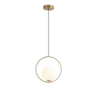 HAIDU Lampada a sospensione in stile minimalista francese, lampadario a testa singola con base E27, lampada a sospensione creativa rotonda in metallo e vetro, apparecchi di illuminazione decorativa p