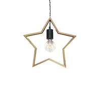 HAIDU Plafoniere creative in stile minimalista, lampada a sospensione a testa singola con base E27, paralume lampadario in legno a cinque punte, lampada a sospensione per soggiorno per bambini da stu