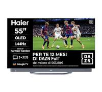 Haier OLED 4K HDR H55C95EUX 55" Smart TV, Google TV, Dolby Atmos, Suono Harman Kardon, Movimenti fluidi 144Hz, Controllo Vocale, Bluetooth 5.2, HDMI 2.1 x 4 [2025]