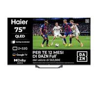 Haier QLED 4K UHD H75S80FUX 75'' Smart TV, Google TV, Dolby Audio, HDR 10, Telecomando Smart, Google Assistant, DAZN 6 Mesi Inclusi, Bluetooth 5.1, Gaming 120Hz, USB 2.0, DBX TV, HDMI 2.1 x 4 [2025]