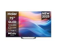 Haier QLED 4K UHD H75S80FUX 75'' Smart TV, Google TV, Dolby Audio, HDR 10, Telecomando Smart, Google Assistant, DAZN 6 Mesi Inclusi, Bluetooth 5.1, Gaming 120Hz, USB 2.0, DBX TV, HDMI 2.1 x 4 [2025]