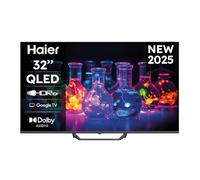 Haier QLED 4K UHD H32S80EFX 32'' Smart TV, Google TV, Dolby Audio, HDR 10, Telecomando Smart, Google Assistant, Bluetooth 5.1, Gaming 120Hz, USB 2.0, DBX TV, HDMI 2.1 x 4