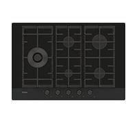 Haier Serie 6 HAVG7WL4HB- Piastra a gas, 5 fuochi, larghezza 75 cm, potenza totale 10,9 kW, comandi centrali, 9 livelli di potenza, griglie in ghisa, Preci Flame, vetro nero smussato