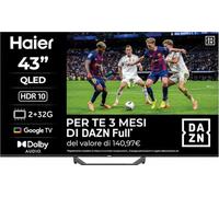 Haier Smart TV 43" QLED 4K UHD, Google TV, HDR10 | Dolby Audio, Telecomando Smart, Google Assistant, Bluetooth 5.1, HDMI 2.1 x 4, USB 2.0, 3 Mesi DAZN Inclusi, H43S81FUX