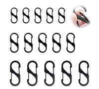 haierdidi Mini moschettone nero, 50 mm, 40 mm, 30 mm, per escursioni, campeggio, portachiavi (15 pezzi)