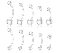 HaiFafafaing 10 anelli per ombelico in plastica, 14 g, per gravidanza, curvi, per piercing all'ombelico, gioielli invisibili, per lavoro e chirurgia