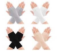 HaiFafafaing 4 paia di guanti con protezione solare UV, guanti senza dita, protezione solare, guanti da guida per ciclismo all'aperto estivi, Colore della pelle Bianco Grigio Nero, taglia unica