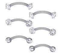 HaiFafafaing 6 piercing a bilanciere curvo in acciaio inox, calibro 16, 10 mm, per sopracciglio, ponte del naso, orecchini per trago