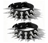 HaiFafafaing Braccialetto in pelle PU per uomo e donna - Bracciale lungo a spuntoni per uomo donna - accessori gotici punk rock nero
