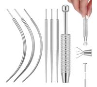 HaiFafafaing Piercing cono palla Grabber strumento per cambiare gioielli - Acciaio inossidabile 316L Piercing Taper Flat Back Orecchino Applicatore Tool Kit - Include Grabber e perni guida