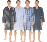 Haigman Camicia da notte da uomo a maniche lunghe in 100% puro cotone popeline, taglia M, L, XL, XXL, Piccolo assegno, L