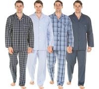 Haigman Pigiama a maniche lunghe in popeline di cotone tinto in filo da uomo, Piccolo scuri Check, L