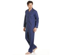 Haigman - Pigiama da uomo, abbigliamento da notte, a maniche lunghe, tuta con pantaloni, colore: blu cielo Navy L 40-42 Petto