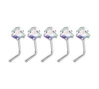 Haiki Set di 5 piercing da naso in lega robusta, a forma di L, con zirconia cubica, accessori alla moda, GGG, come descritto, come descritto