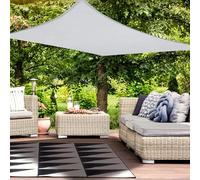 HAIKUS Tenda a Vela Impermeabile Quadrata 4x4 m, Protezione Raggi UV 98%, Telo Vela Ombreggiante Rettangolare 400x400 cm, Tenda da Sole per Esterno, Giardino Terrazzo, Grigio Chiaro
