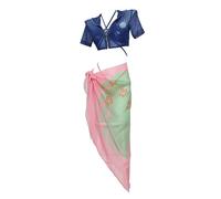 haikyuu Costume da bagno da donna per cosplay con gonna avvolgente Anime due pezzi costume da bagno halter rave, costumi da bagno, Blu e rosa., X-Large