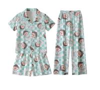 Haikyuu Kawaii - Set di pigiami da donna con personaggi anime, Hinata Shoyo/Kozume Kenma/Oikawa Tooru/Tobio Kageyama, set da tre pezzi, Oikawa Tooru, L
