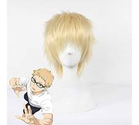 Haikyuu !! Kei Tsukishima parrucca bionda corta corta costume cosplay resistente al calore parrucche Peruca anime parrucche KUZZ3563