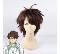 Haikyuu !! Pallavolo Toru Oikawa Toor Short Brown Shaggy Layered Tooru Resistente al calore Capelli sintetici Parrucca cosplay anime