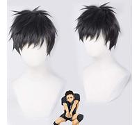 Haikyuu !! Parrucca cosplay di Hajime Iwaizumi Parrucca Sawamura Daichi corta nera dritta resistente al calore Parrucche