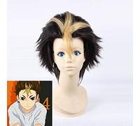 Haikyuu !! Parrucca cosplay di Nishinoya Yuu 30 cm Parrucca corta dritta resistente al calore capelli sintetici Uomo Ragazzi Navy Brown Parrucca cos di Anime Nishinoya Yuu